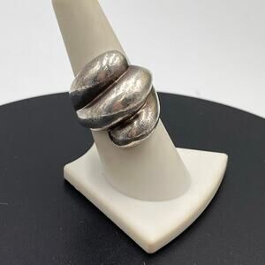 ND Vintage Designer‎ Heavy Sterling Silver Triple Sculpted Dome Ring, Size 8